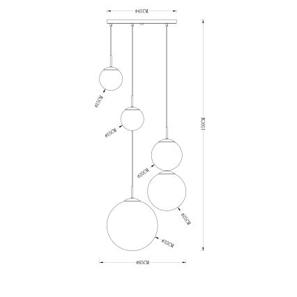 Globo - Lámpara colgante 5xE27/40W/230V diá. 65 cm