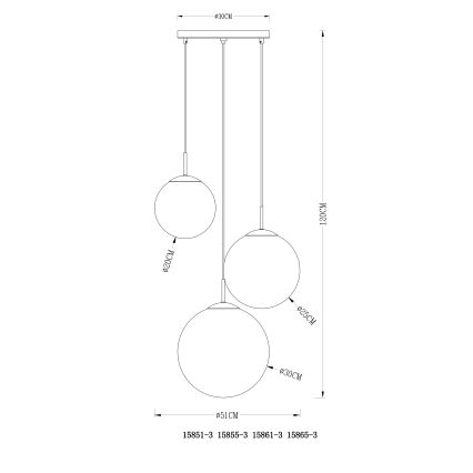 Globo - Lámpara colgante 3xE27/40W/230V diá. 51 cm