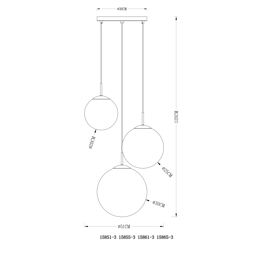 Globo - Lámpara colgante 3xE27/40W/230V diá. 51 cm