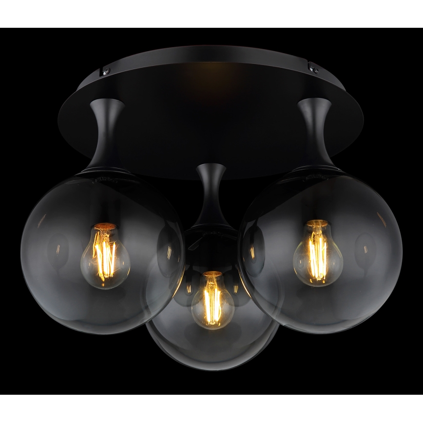 Globo - Lámpara de techo 3xE27/10W/230V diá. 46 cm negro