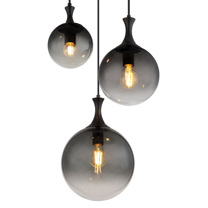 Globo - Lámpara colgante 3xE27/10W/230V diá. 48 cm negro