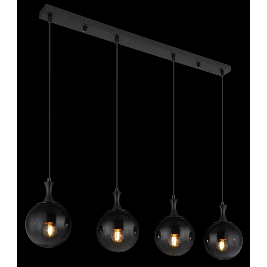 Globo - Lámpara colgante 4xE27/10W/230V negro