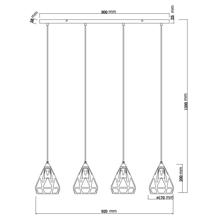 Globo - Lámpara colgante 4xE27/40W/230V