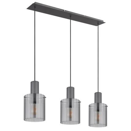 Globo - Lámpara colgante 3xE27/40W/230V gris
