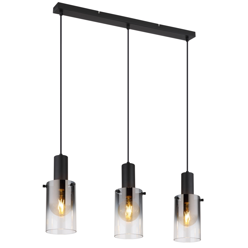 Globo - Lámpara colgante 3xE27/40W/230V negro