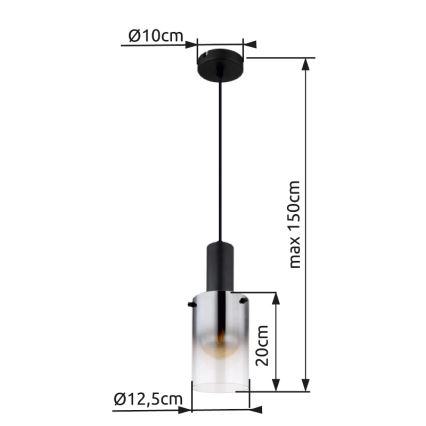 Globo - Lámpara colgante 1xE27/40W/230V diá. 12,5 cm negro
