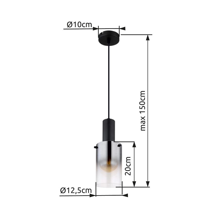 Globo - Lámpara colgante 1xE27/40W/230V diá. 12,5 cm negro
