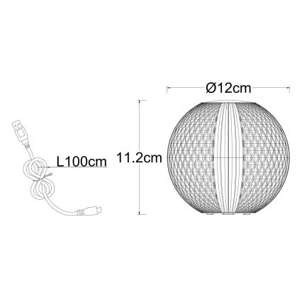 Globo - Lámpara de mesa regulable LED táctil LED/2W/5V 1200 mAh USB transparente