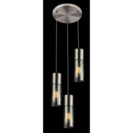 Globo - Lámpara colgante 3xE27/25W/230V diá. 30 cm cromo mate