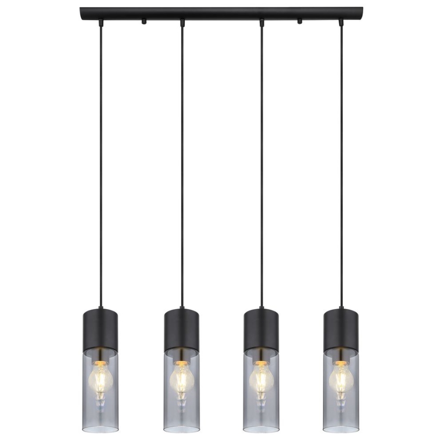 Globo - Lámpara colgante 4xE27/25W/230V negro