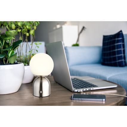 Globo - Lámpara de mesa regulable LED táctil LED/2,5W/3,7V 2700K/4000K/6500K 1800 mAh USB cromo mate