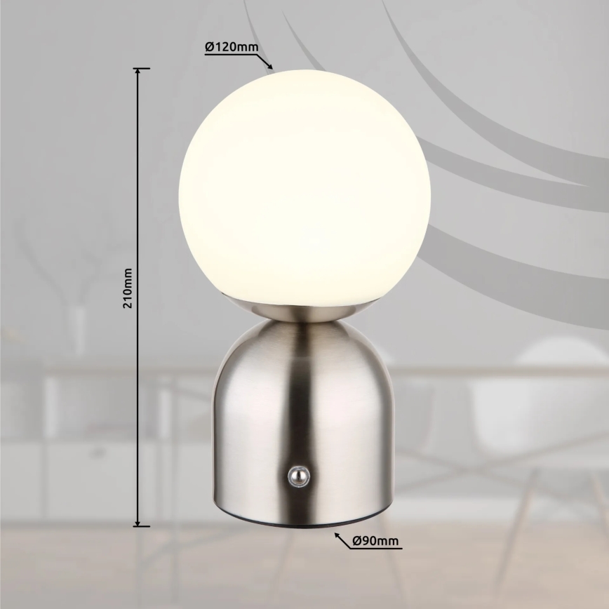 Globo - Lámpara de mesa regulable LED táctil LED/2,5W/3,7V 2700K/4000K/6500K 1800 mAh USB cromo mate