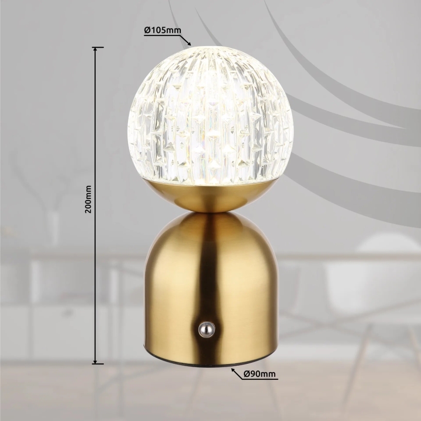 Globo - Lámpara de mesa regulable LED táctil LED/2,5W/3,7V 2700/4000/6500K 1800 mAh USB latón