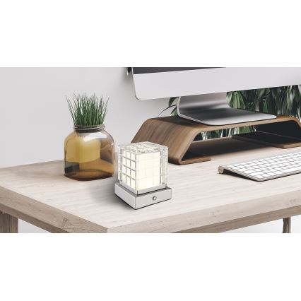 Globo - Lámpara de mesa regulable LED táctil LED/2,5W/3,7V 2700K/4000K/6500K 1800 mAh USB cromo mate