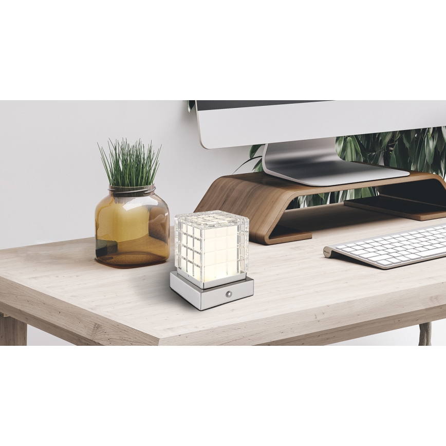 Globo - Lámpara de mesa regulable LED táctil LED/2,5W/3,7V 2700K/4000K/6500K 1800 mAh USB cromo mate