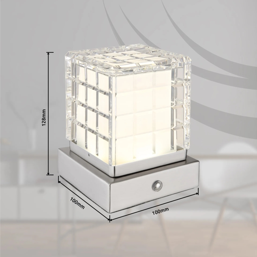Globo - Lámpara de mesa regulable LED táctil LED/2,5W/3,7V 2700K/4000K/6500K 1800 mAh USB cromo mate