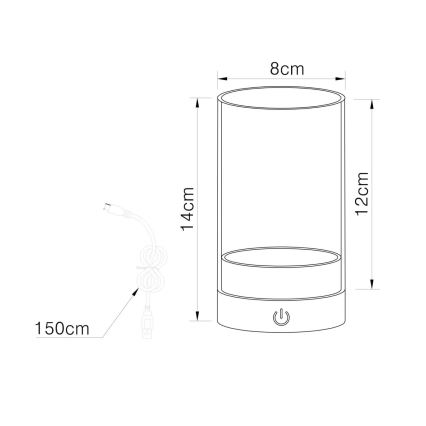 Globo - LED Lámpara de mesa táctil recargable y regulable para exteriores LED/2W/3,7V 2700/4000/6500K 1200mAh IP44 beige