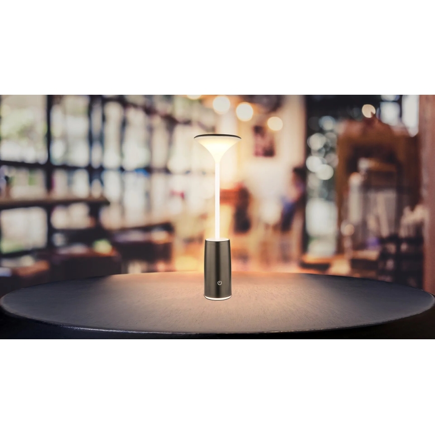 Globo - LED Lámpara de mesa táctil recargable y regulable LED/1,2W/3,7V 3000K 1500mAh negro