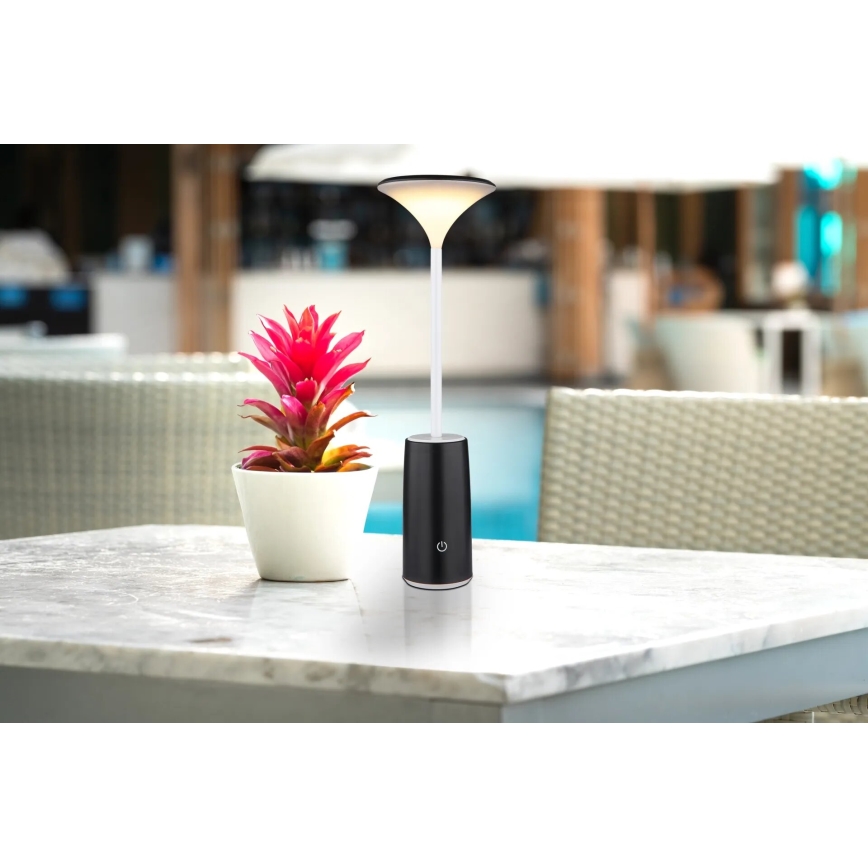 Globo - LED Lámpara de mesa táctil recargable y regulable LED/1,2W/3,7V 3000K 1500mAh negro