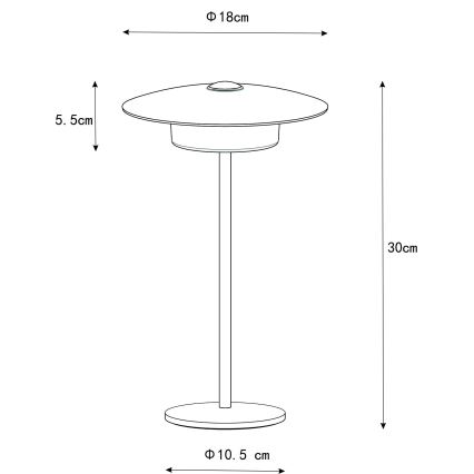 Globo - Lámpara de mesa LED recargable de exterior LED/3W/3,7V 1800/2700/3000K IP44 1800 mAh gris