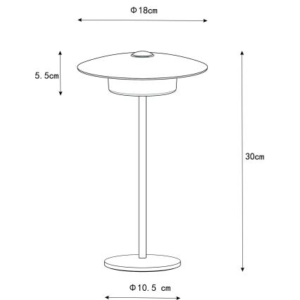Globo - LED Lámpara de mesa táctil recargable para exterior LED/3W/3,7V 1800/2700/3000K IP44 1800 mAh blanco