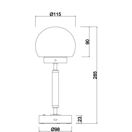 Globo - LED Lámpara de mesa táctil recargable y regulable LED/2,5W/5V 1800mAh 2700/4000/6500K antracita