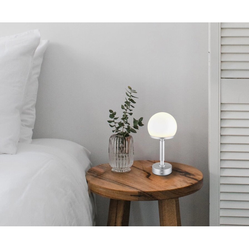 Globo - LED Lámpara de mesa táctil recargable y regulable LED/2,5W/5V 1800mAh 2800K plata