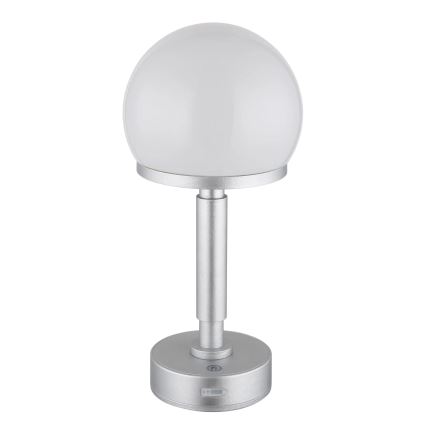 Globo - LED Lámpara de mesa táctil recargable y regulable LED/2,5W/5V 1800mAh 2800K plata