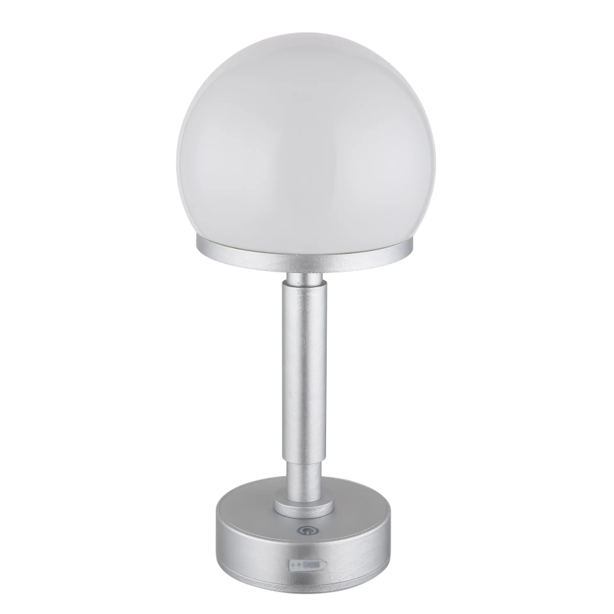 Globo - LED Lámpara de mesa táctil recargable y regulable LED/2,5W/5V 1800mAh 2800K plata