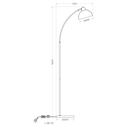 GLOBO 24703SR - Lámpara de pie ANITA 1xE27/40W/230V