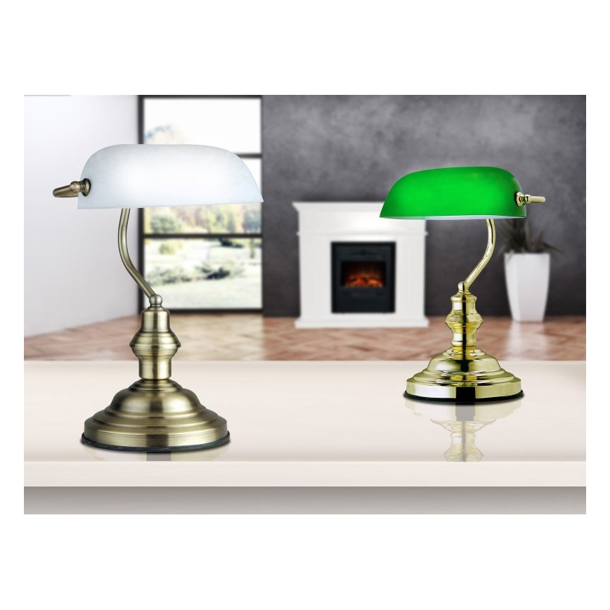 GLOBO 2491 - Lámpara de mesa ANTIQUE 1xE27/60W verde - dorado