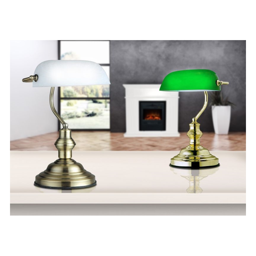 GLOBO 2492 - Lámpara de mesa ANTIQUE 1xE27/60W blanco-pátina