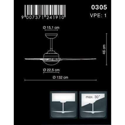 GLOBO 0305 - Ventilador de techo PRIMO 2xE14/40W/230V