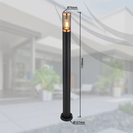 Globo - Lámpara de exterior 1xE27/23W/230V IP44 110 cm negro/cobre