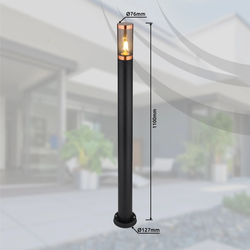 Globo - Lámpara de exterior 1xE27/23W/230V IP44 110 cm negro/cobre