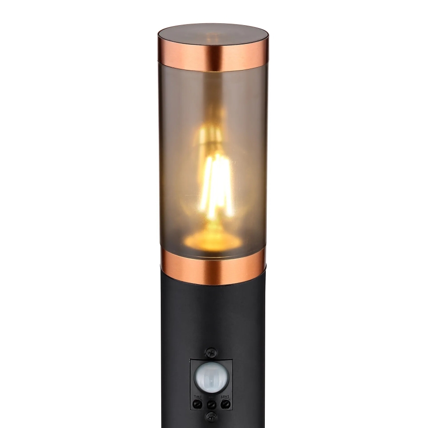 Globo - Lámpara exterior con sensor 1xE27/15W/230V IP44 110 cm negro/cobre