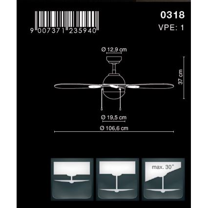 Globo - Ventilador de techo 1xE14/60W/230V