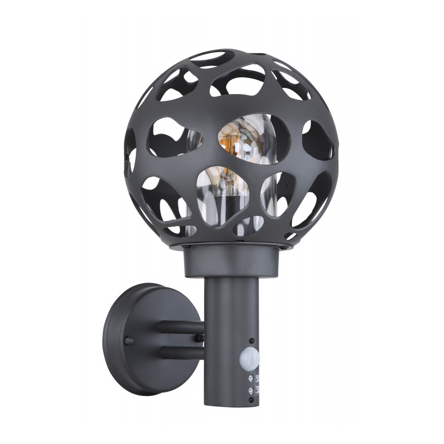 Globo - Aplique de exterior con sensor 1xE27/15W/230V IP44