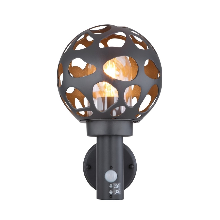 Globo - Aplique de exterior con sensor 1xE27/15W/230V IP44