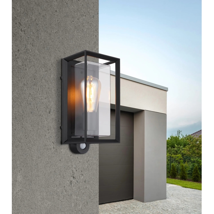 Globo - Aplique para exterior con sensor 1xE27/60W/230V IP44 negro