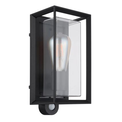 Globo - Aplique para exterior con sensor 1xE27/60W/230V IP44 negro