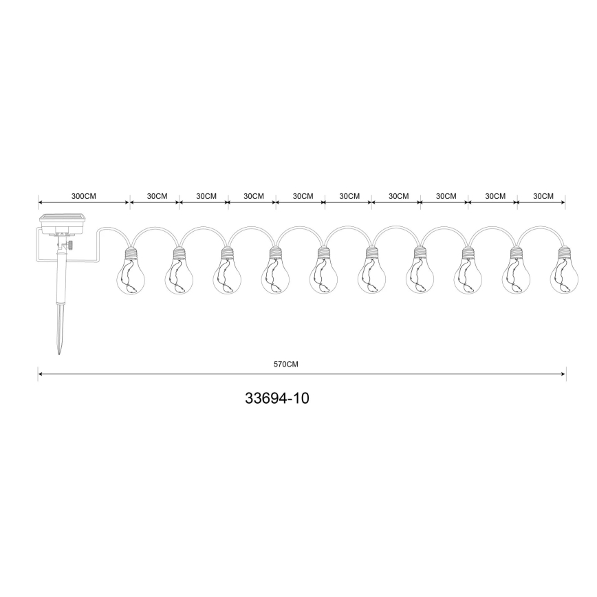 Globo - Cadena decorativa solar LED 50xLED/0,06W/3,2V 570 cm IP44