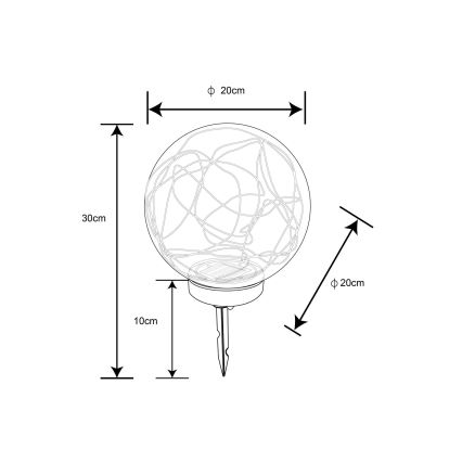 Globo - Lámpara solar LED 30xLED/0,06W/1,2V diá. 20 cm IP44