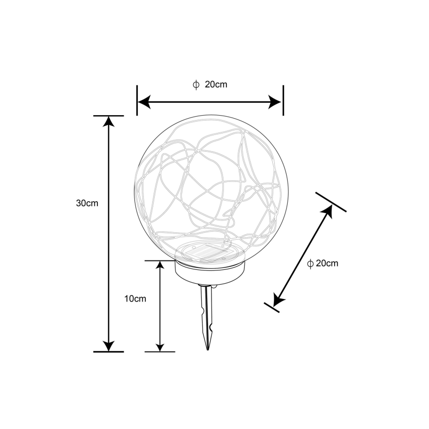 Globo - Lámpara solar LED 30xLED/0,06W/1,2V diá. 20 cm IP44