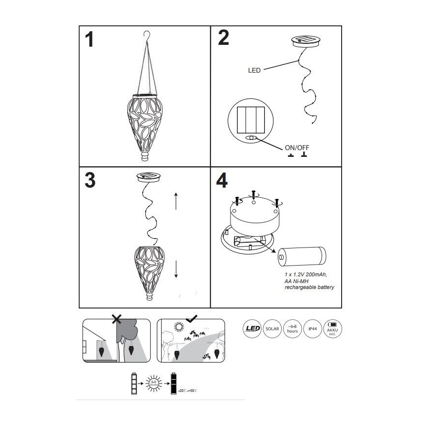 Globo - Lámpara solar LED LED/0,9W/3,2V IP44 200 mAh transparente