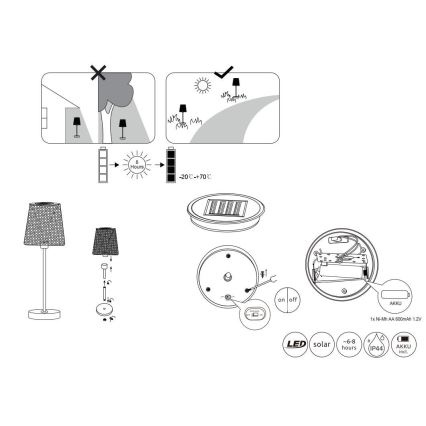 Globo - Lámpara solar LED LED/0,06W/3V IP44