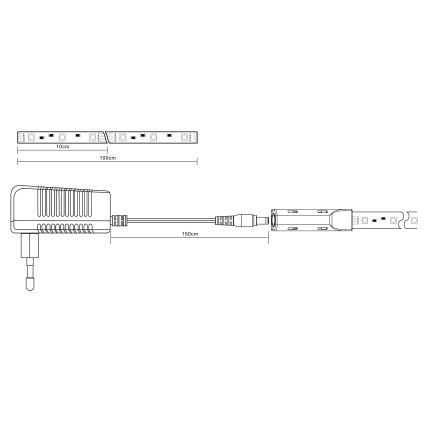 Globo - LED RGB Tira regulable LED/6W/230V 1m + control remoto