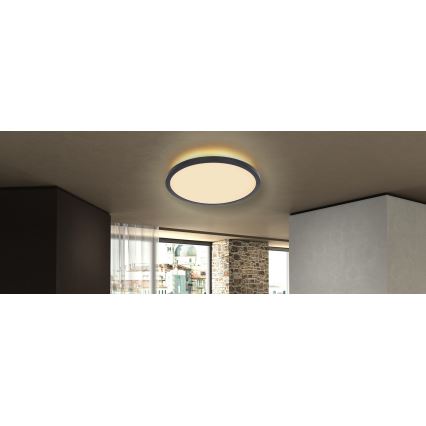 Globo - Luz de techo LED regulable para baño LED/18W/230V diá. 29,4 cm IP44 negro