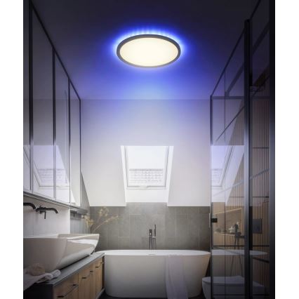 Globo - Plafón de baño LED RGB regulable LED/18W/230V 3000-6000K + control remoto IP44 negro