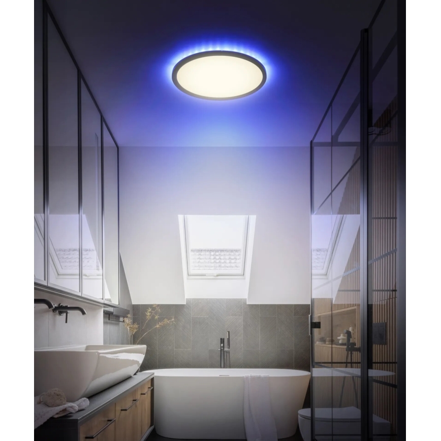 Globo - Plafón de baño LED RGB regulable LED/18W/230V 3000-6000K + control remoto IP44 negro